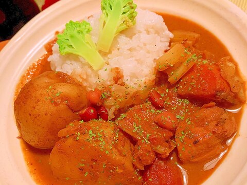 ごろごろ野菜とお豆のヨーグルトチキンカレー